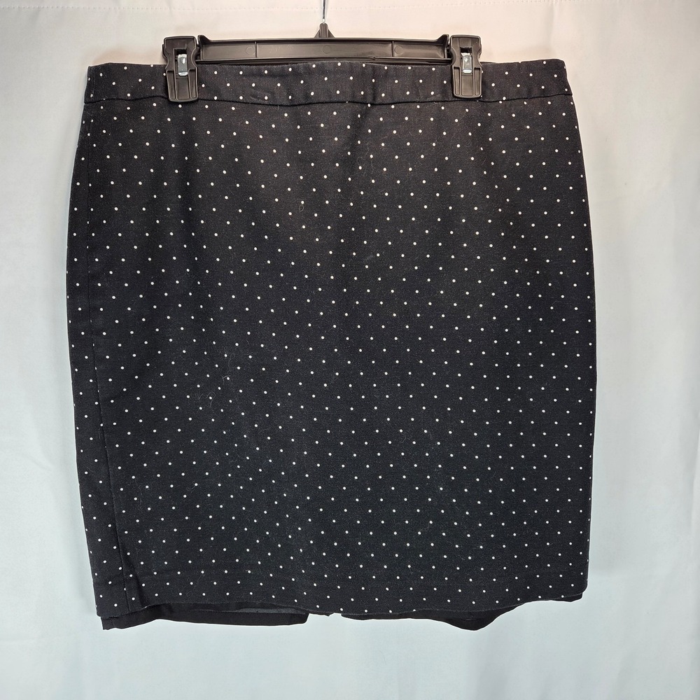 Liz Claiborne Career Black Polka‎ Dot Classic Lined Pencil Skirt Size 16
